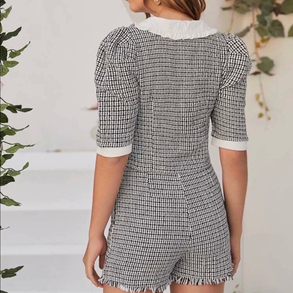 New Peter Pan collar Tweed Short set - Picture 2 of 4